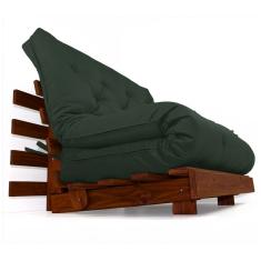 Sofá Cama Casal Futon Tokio Verde Militar Madeira Maciça Cor Imbuia