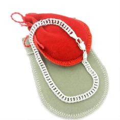 Pulseira Masculina 21Cm 5Mm Largura Folheada Prata Pl159