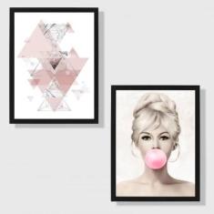 Kit 2 Quadros Decorativos Brigitte Bardot 45X34Cm Branca - Quadros On-