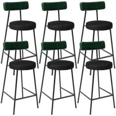 Kit 06 Banquetas Baixa Bar Cozinha Sala De Jantar Milão L02 Facto Verd
