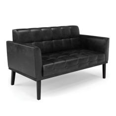 Sofá Namoradeira 2 Lugares Base de Madeira Preto Elisa Corano D03 - D'