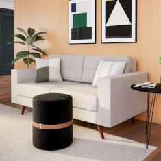 Sofá 2 Lugares Pé Palito Surprised Linho Cotton Cru