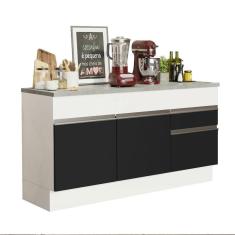 Balcão Pia Madesa Glamy 150Cm 2 Portas 2 Gaveta Branco Preto