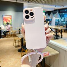 Capa de telefone de pulseira de pulso de cor doce para iphone 13 12 11 pro max mini xr xs x 8 7 plus 6 6 s 5 se 2022 capa de silicone fosco macio, rosa claro, para iphone 11 pro