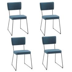 Kit Quatro Cadeiras Roma Azul Jeans - Ooca Móveis