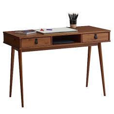 IDIMEX Mesa Escrivaninha Madeira 2 Gavetas 1 Nicho Retro Kim
