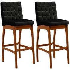 Kit 02 Banquetas Altas Cozinha Mila L02 Facto Preto