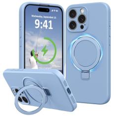 Vanxiliiy Compatível com suporte para iPhone 16 Pro Max, capas de telefone de silicone líquido adequadas para iPhone 16 Pro Max, compatível com anel magnético MagSafe, capa de proteção total da câmera
