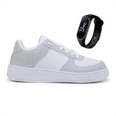 Kit Tênis Sneakers Casual Feminino e Masculino + Relógio Digital Led -