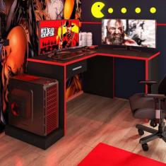 Mesa Gamer DRX 9000 Com Kit Extensor Para Escritório Estudos - Móveis 