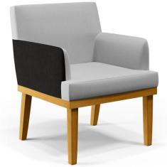 Poltrona Decorativa Para Sala de Estar Beatriz W01 Linho Cinza Materia