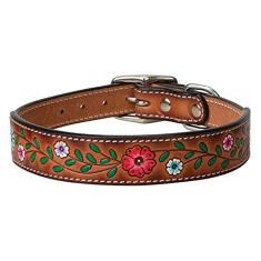 Weaver Pet - Couro oleado leve - Coleira de couro floral pintada