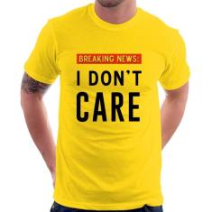 Camiseta I don't care - Foca na Moda, Amarelo, GGG