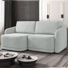 Sofá Cama Modulado Retrátil E Reclinável Decorativo Varsóvia 236cm Veludo Cinza G33 - Gran Belo