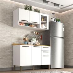 Cozinha Compacta Valencia com Vidro 2 Pecas 6 Portas 2 Gavetas Salleto Moveis