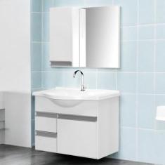Kit Gabinete de Banheiro com Espelheira Boa Vista 60cm Branco - Boatto