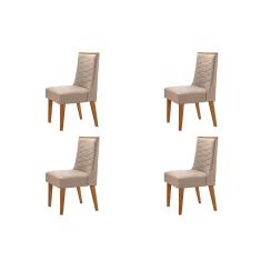 Conjunto Com 4 Cadeiras Safira Rufato - Imbuia/Veludo Creme