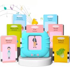 Brastoy Leitor de Cartões Flash em Português e Inglês Brinquedo Educativo Infantil Montessori Com 112 Cartões com 224 Palavras