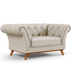 Sofá 2 Lugares Para Sala de Estar Império 150 cm D02 Linho Bege C-107 