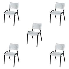 Kit 5 Cadeiras Iso Fixa Tubular Igreja Escritório Sorveteria Empilháve