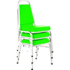 Kit com 3 Cadeiras Empilháveis Linha Hotel Plus Verde