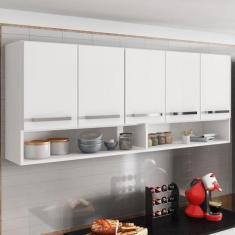 Armário Aéreo Móveis De Cozinha Multiuso 5 Portas Branco - Brienza Mov