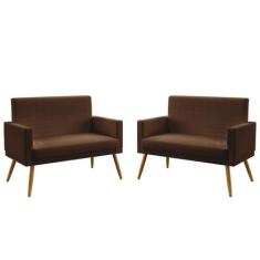 Kit 2 Poltronas Namoradeiras Decorativas Estofadas Vega Com Rodapé Cou