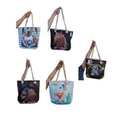 Bolsa Ombro Praia Lona c/ Alça de Cordas Estampa Sortidas - Lynx produ