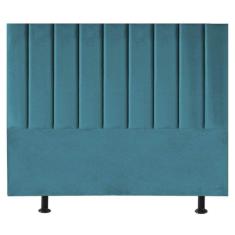 Cabeceira Estofada Cama Box Queen 160 Cm Sophia Carla Suede Cor:azul Turquesa