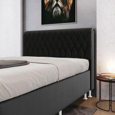 Cabeceira Bellatrix 195 para Cama King Couro Preto Aradecor, Preto, KI