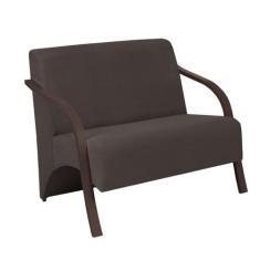 Poltrona Namoradeira 2 Lugares Vênus D Salla Suede Braço Madeira, Marr