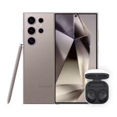 Smartphone Samsung Galaxy S24 Ultra Titânio Cinza 256GB, IA, Tela 6.8", 12GB RAM, S Pen, Snapdragon 8 Gen 3 + Fone de Ouvido Galaxy Buds FE - Grafite