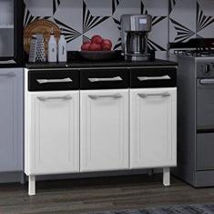 Balcão de Cozinha em Aço Triplo com Tampo Topázio Telasul Branco/preto