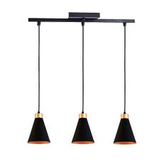 Pendente Eros Trilho/3 Emalustres Preto/Cobre