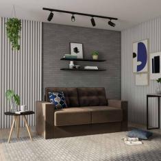 sofá 3 lugares retrátil colônia suede marrom 180 cm