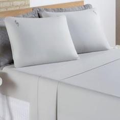 Jogo de Cama Lençol Percal 200 Fios 100% Algodão Bordado Liana Casal P