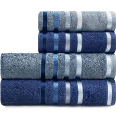 Jogo De Toalhas 4 Peças - Banho + Rosto Algodão Fio Penteado Lumina Karsten