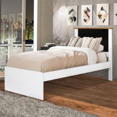 Cama de Solteiro Barcelona Branco/Preto - Tebarrot