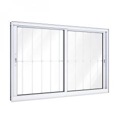 Janela De Aluminio De Correr Lateral 2 Folhas Móveis Com Grade 100X120 Lucasa Branco