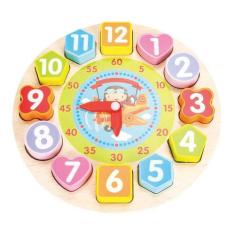 Brinquedo Relógio Educativo Didático Formas Números Madeira - Dm Toys