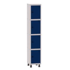 Armário Guarda Volume Locker Roupeiro 1 Vão 4 Portas Aço GRP501/4 Cinza e Azul Del Rey - Pandin