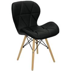 Cadeira Charles Eames Eiffel Slim Wood Estofada - Preta - Magazine Rom