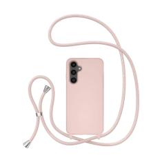 UEEBAI Capa de telefone com cordão transversal para Samsung Galaxy A55 5G, capa de telefone de silicone com alça de colar ajustável, cinto macio, cordão de pescoço, cordão à prova de choque, capa
