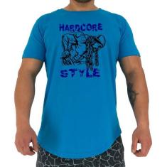 Camiseta Longline Manga Curta MXD Conceito Hardcore Style, Azul piscin
