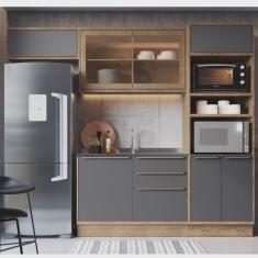 Cozinha Modulada 4 Peças 7 Portas 3 Gavetas com Divisor de Talheres 1 Nicho para Forno Viena Edez