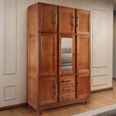 Guarda-Roupa Solteiro Paris 8 Portas 3 Gavetas com Espelho Madeira Mac