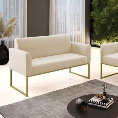 Sofá 2 Lugares Namoradeira Marisa Aço Industrial Dourado Suede D03 - D