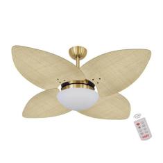Ventilador de Teto Kovalski Dourado 4 Pás Palmae Natural 127V com Cont