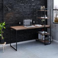 Escrivaninha com Estante 4 Prateleiras Estilo Industrial 150cm Active Espresso Móveis Nogal