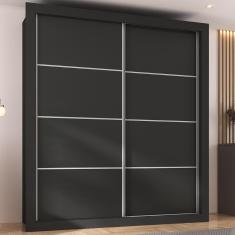 Guarda-roupas Casal 2 Portas De Correr 4 Gavetas Chicago Multimóveis Mp4315 Preto Preto